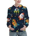 thumbnail image 1 of Cauagu Spaceships and Stars for Women's Hooded Sweatshirts Pullover Hoodie for Women Fall Workout Sweat Long Sleeve Preppy Sweatshirts-Small, 1 of 7