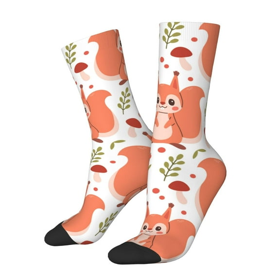 Cauagu Squirrel And Print Crew Socks for Women and Men,Adult Athletic Running Socks 1-Pair Sports Socks Work Gear Socks with Moisture Wicking