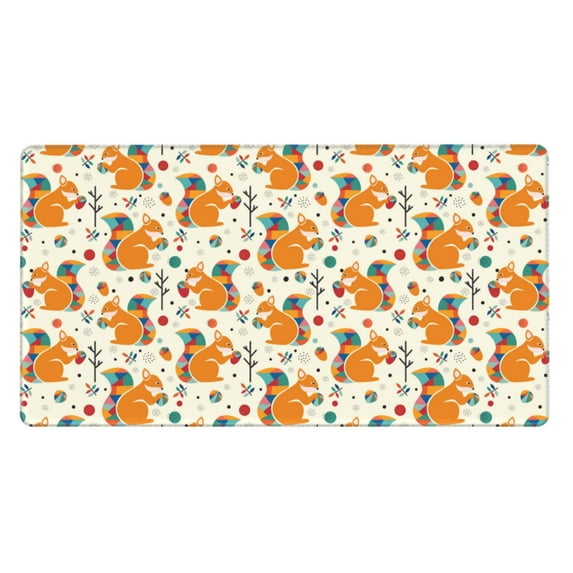 Cauagu Squirrel With Colorful Tail for Large Mouse Pad,XXL Extended Gaming Mouse Mat Long Extended Desk Mat Big Desk Pad Mat(16 x 29.5in) for Work/Game/Office/Home