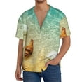 thumbnail image 1 of Cauagu Starfish And Seashell On The Beach Men's Short Sleeve Button Down Hawaiian Shirt for Men Bowling Shirts Casual Summer Beach Shirt,Large, 1 of 6