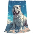 thumbnail image 1 of Cauagu Starry Sky Cloud Bulldog Pattern Flannel Bed Blankets,Fleece Blanket Comfortable Air Conditioning Blanket for Sofa Bed Travel Couch & Living Room -50"x40", 1 of 8