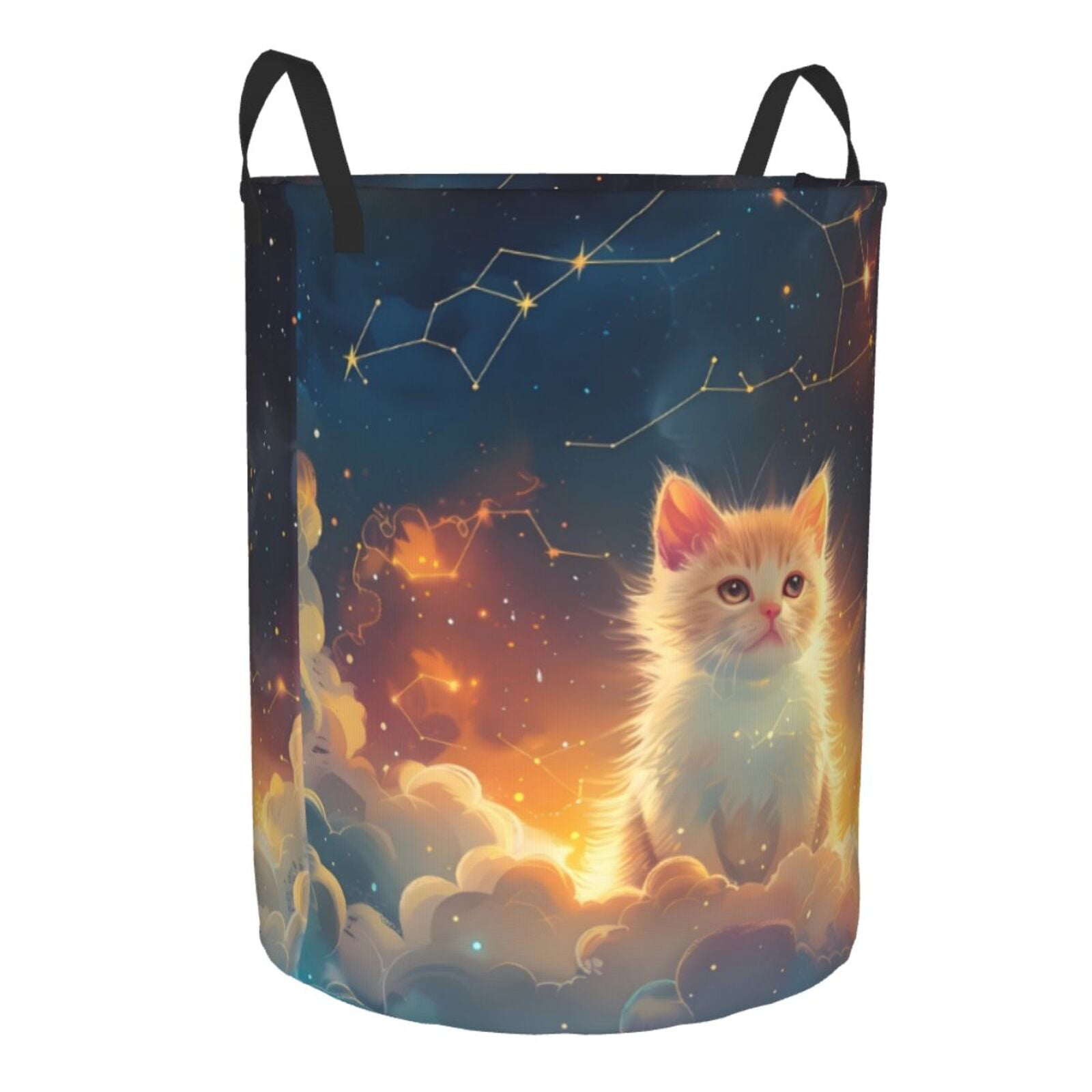 Cauagu Starry Sky Constellation Cat for Laundry Basket,Collapsible