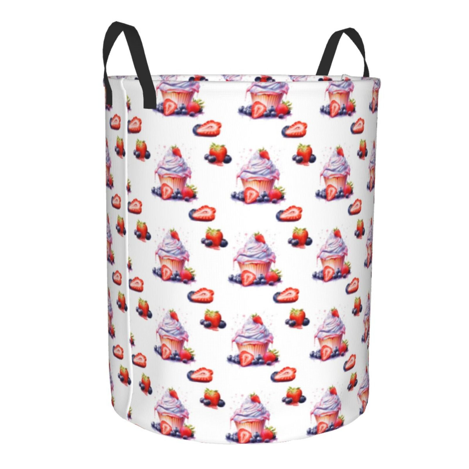 Cauagu Strawberry Blueberry Cream Cake for Laundry Basket,Collapsible