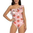 thumbnail image 1 of Cauagu Strawberry Print Women's Sexy One Piece Swimsuits One Shoulder Ruffle Tummy Control Bathing Suit Slimming Swimwear-X-Large, 1 of 6