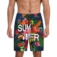 thumbnail image 1 of Cauagu Summer Birds and Flowers Print Pajama Bottoms for Men Sleep Pajama Shorts Elastic Waistband Sleep Pajama Short Men's PJ Shorts -3X-Large, 1 of 6
