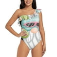 thumbnail image 1 of Cauagu Summer Gnome,Cute Gnome Print Women's Sexy One Piece Swimsuits One Shoulder Ruffle Tummy Control Bathing Suit Slimming Swimwear-Large, 1 of 6