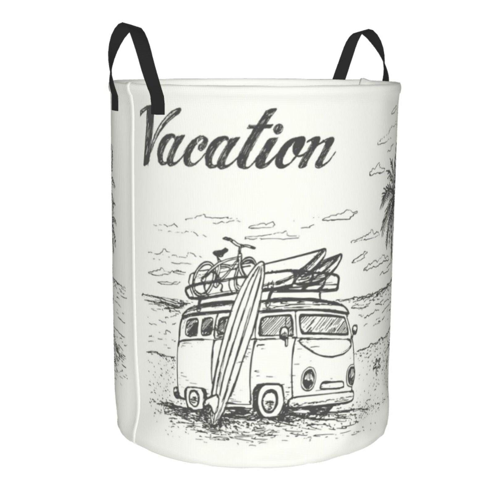 Cauagu Summer Vacation Scene With Camping Van for Laundry Basket