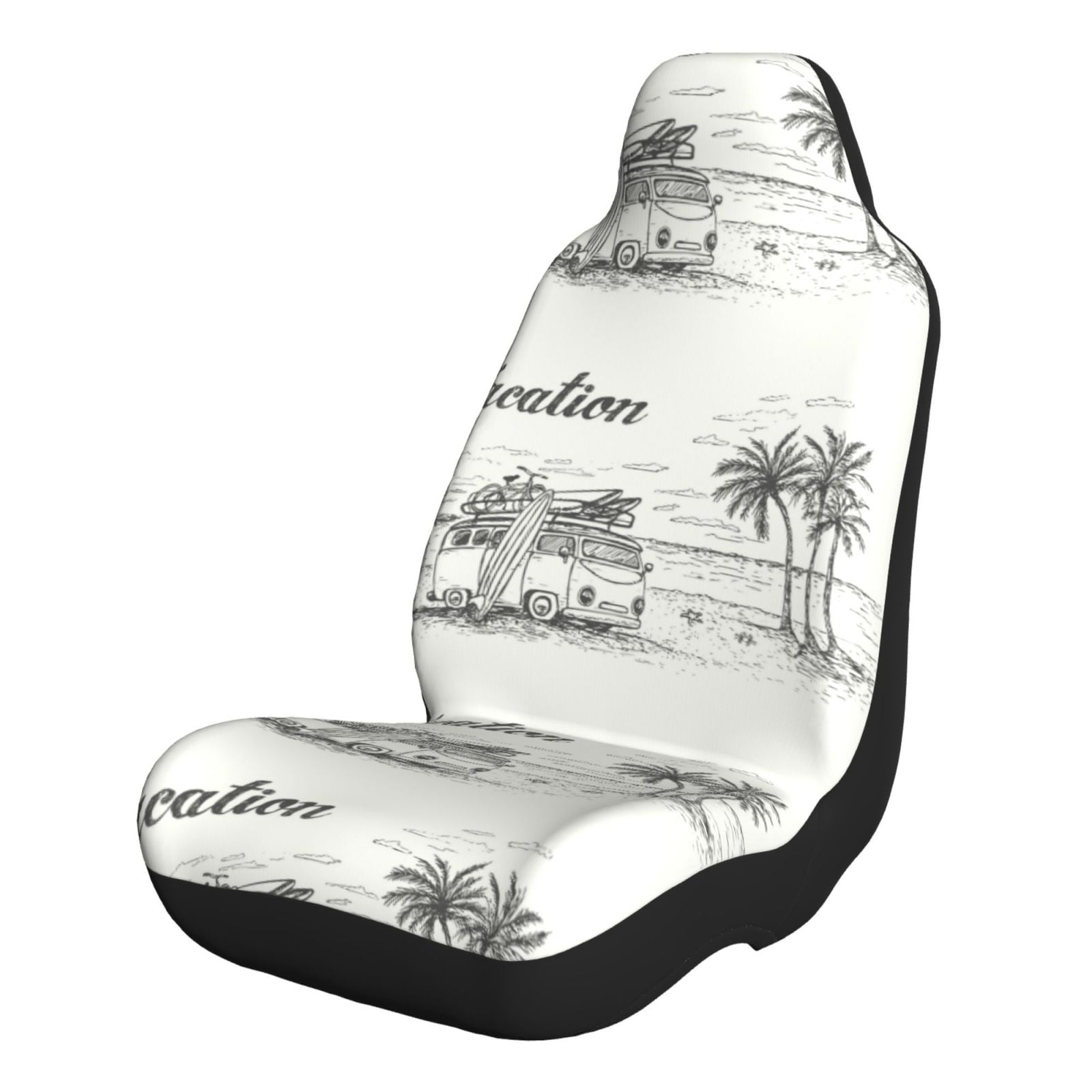Cauagu Summer Vacation Scene With Camping Van Print Car Seat Covers