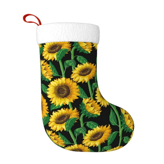 Cauagu Sunflower 1 for Christmas Stockings,1-Pack Large Xmas Stocking Holiday and Farmhouse Stocking Fit for Christmas Holiday Party Decoration(17.7*11 Inch)