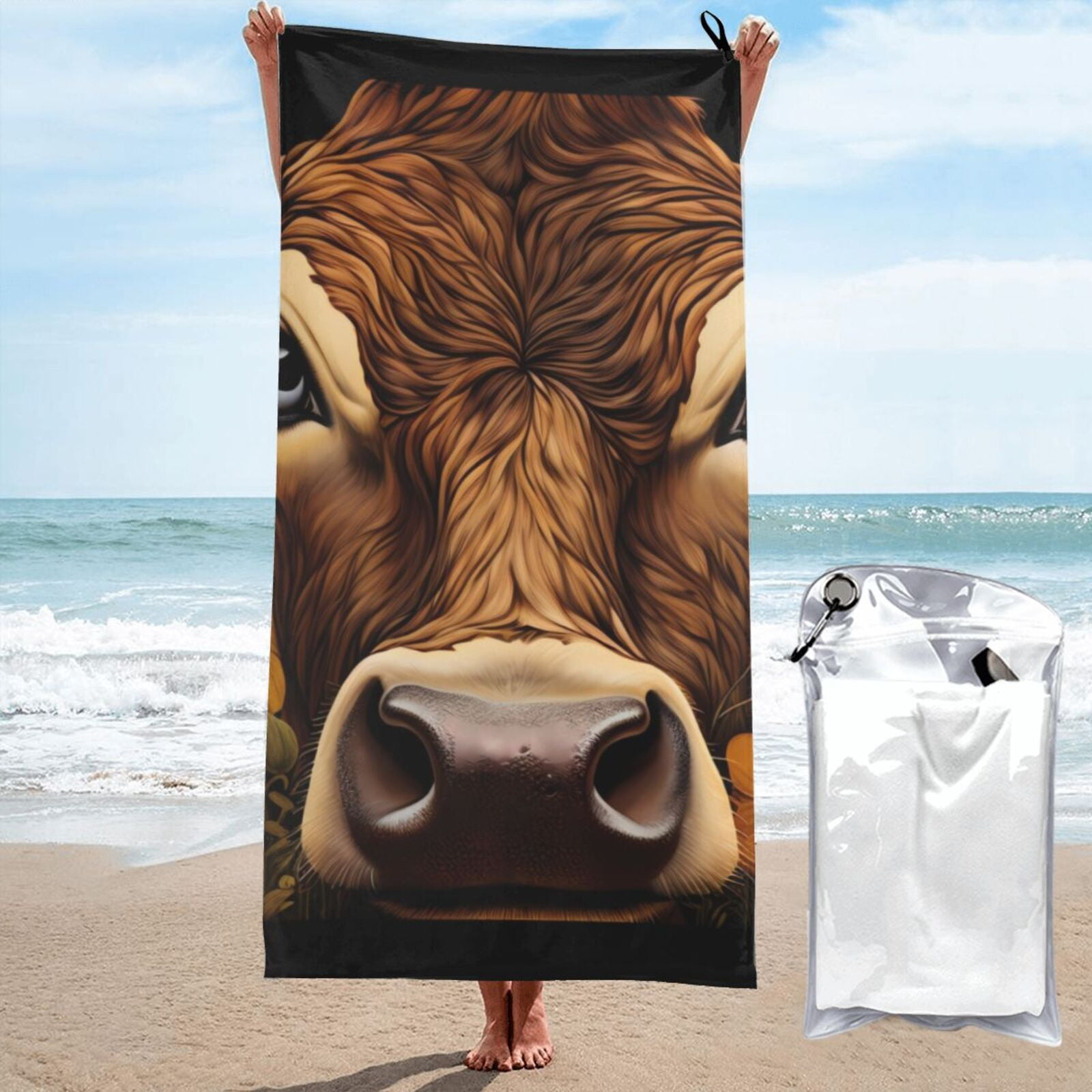 Cauagu Sunflower Butterfly Cow Print Extra Large Bath Towels 1 Pack