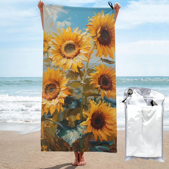 Cauagu Sunflower Field Art Print Extra Large Bath Towels 1 Pack, Quick Drying Towels Highly Absorbent Bath Towel for for Body Sport Yoga SPA & Fitness-27.5"x55"