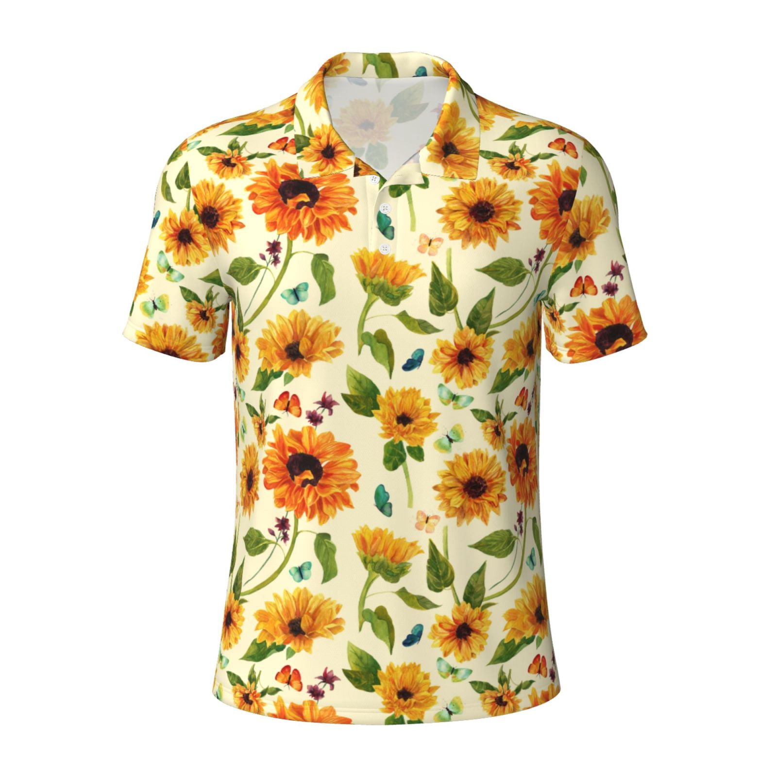 Multicolor Butterfly Print Men's Golf Shirts