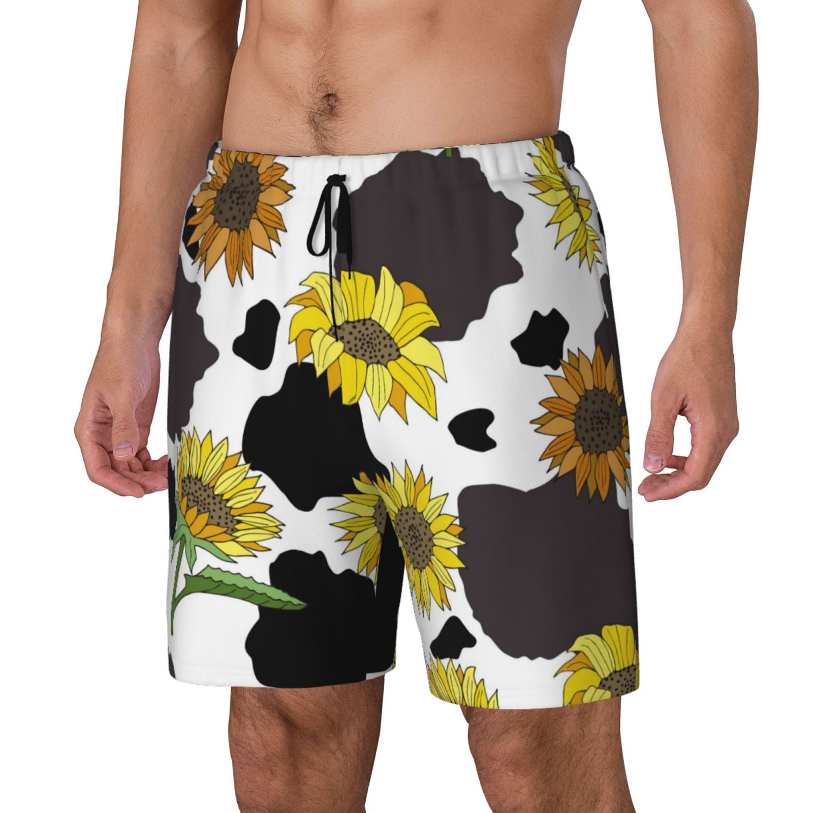 Black Sunflower Floral Men's Shorts