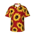 thumbnail image 1 of Cauagu Sunflowers On Red Print Hawaiian Shirt for Men,Casual Short Sleeve Button Down Shirts Summer Beach Men's Regular-Fit Short-Sleeve Print Shirt -Small, 1 of 6