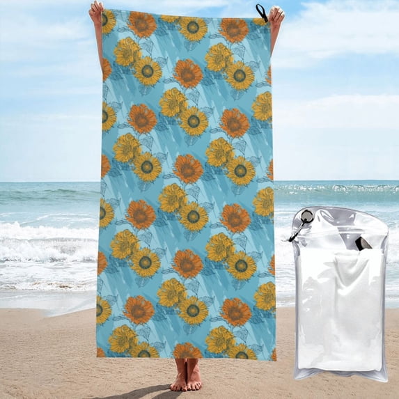 Cauagu Sunflowers Print Extra Large Bath Towels 1 Pack, Quick Drying Towels Highly Absorbent Bath Towel for for Body Sport Yoga SPA & Fitness-31.5"x63"