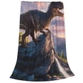 thumbnail image 1 of Cauagu Sunset Cliff Dinosaur Pattern Flannel Bed Blankets,Fleece Blanket Comfortable Air Conditioning Blanket for Sofa Bed Travel Couch & Living Room -50"x40", 1 of 8