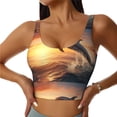 thumbnail image 1 of Cauagu Sunset Dancing Dolphin A Pattern Sports Bras for Women,Round Neck Sports Bra Workout Crop Tank Tops Padded with Built in Shelf-Small, 1 of 8