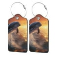 thumbnail image 1 of Cauagu Sunset Dancing Dolphin Pattern Luggage Tags,Leather Luggage Tags Personalized Luggage Tag Travel Tags Privacy Cover ID Label for Travel Bag Suitcase-1, 1 of 5