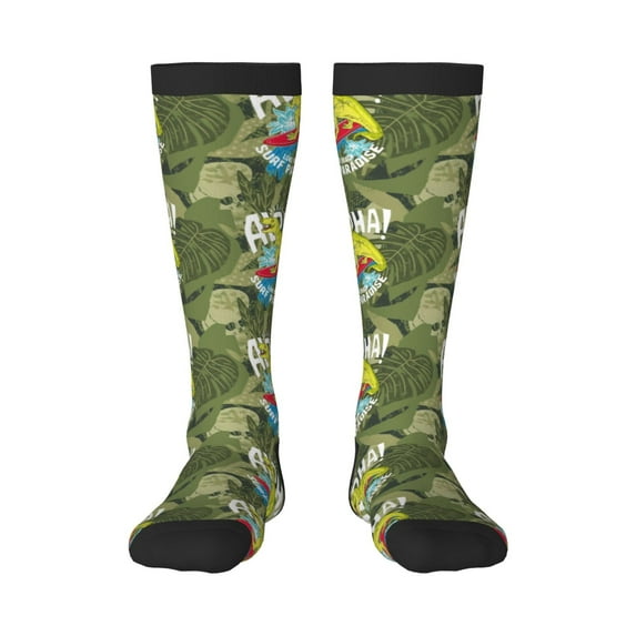 Cauagu Surfing Dinosaur Print Women's Men's Ankle Socks 1-pack Casual Athletic Socks for Unisex Adult Moisture-Wicking Socks for Daily Wear/Running/Sport