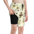 thumbnail image 1 of Cauagu Sweet Bee Print Swim Trunks for Men,Youth Boys Swim Shorts Compression Liner Beach Shorts Boys' Swimming Shorts 7-20 Years Bathing Suit-X-Large, 1 of 7