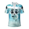 Cauagu Swimming Cat Goggles Print Men's Polo Shirts, ShortSleeve Polo