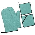 thumbnail image 1 of Cauagu Teal Green Glitter Print Oven Mitts and Pot Holders 4 pcs Set,Extra Thicken Long Kitchen Oven Glove Potholders BBQ Gloves-Oven Mitts and Pot Holders(11 Inch), 1 of 6