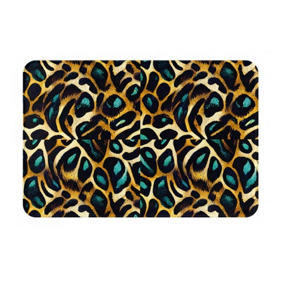 Cauagu Teal Leopard Print Front Door Mat for Indoor Entrance 16x24 Inche,Absorbent Doormat Washable Carpet for Bathroom/Garage/Kitchen/Entry/Back