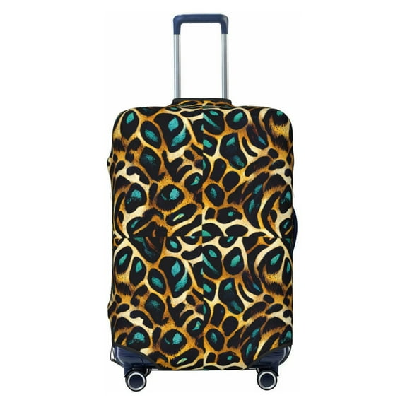 Cauagu Teal Leopard Print Travel Luggage Cover,Travel Dust-proof Suitcase Cover Softside Suitcase Protector for 18-32inch,Not Included Suitcase