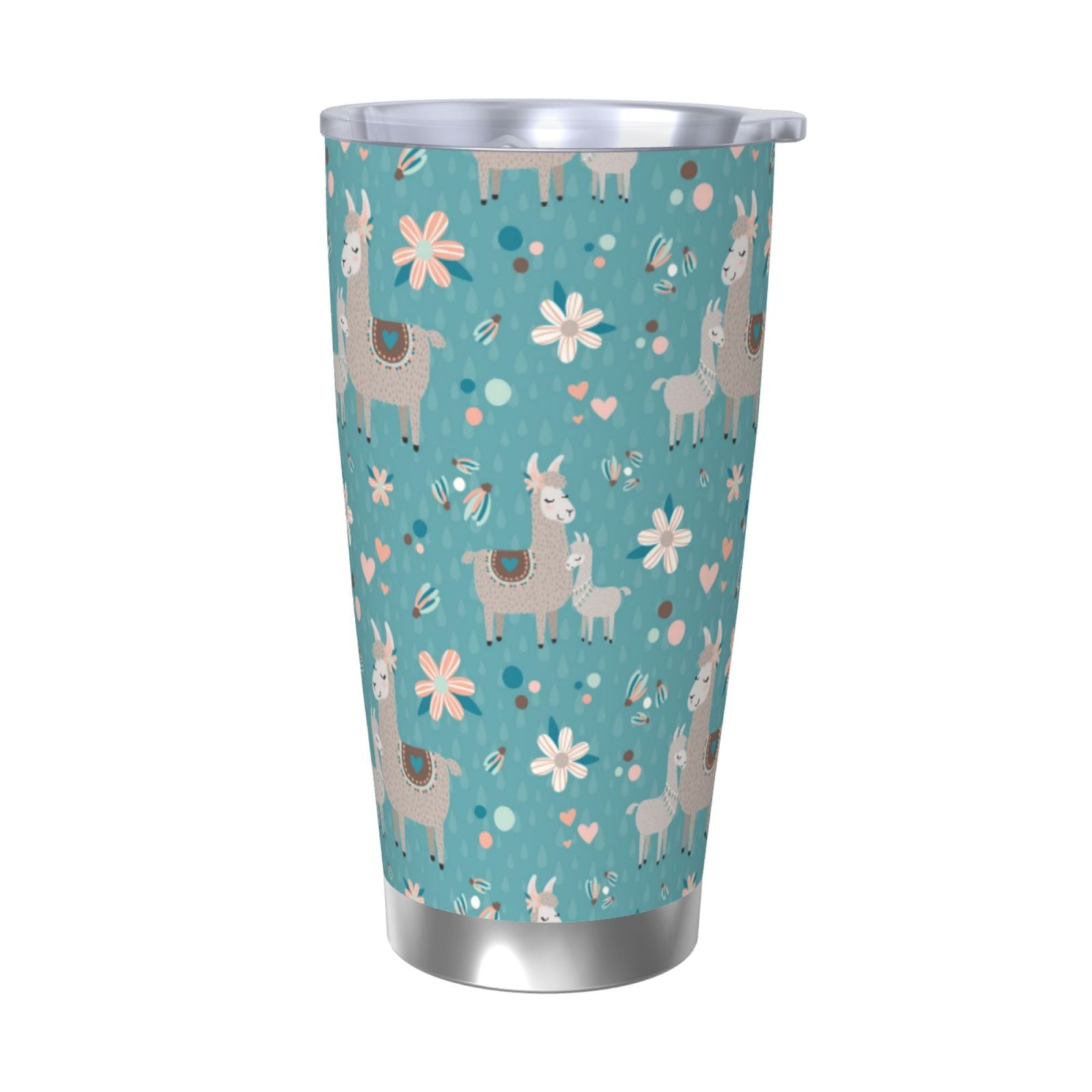 Cauagu Teal Mama Llama Pattern 20oz Tumbler,Stainless Steel Vacuum
