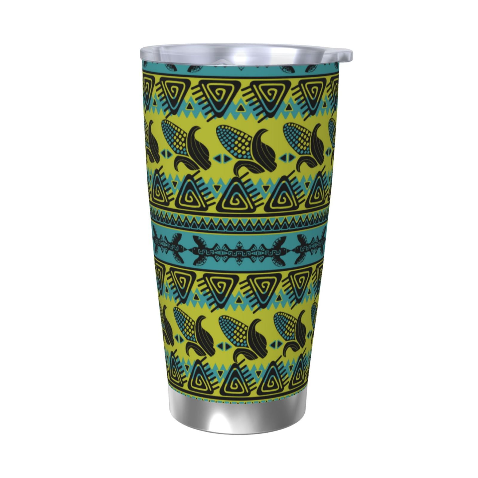 Cauagu Teal Vintage Corn Pattern Pattern 20oz Tumbler,Stainless Steel