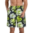 thumbnail image 1 of Cauagu Teal floral elegance Print Men's Swim Trunks,Hawaiian Bathing Suit Swimsuits Beach Shorts with Pockets for Men Quick Dry Swimming Board Shorts-Large, 1 of 6
