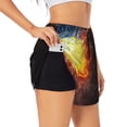 thumbnail image 1 of Cauagu Tennis Ball On Fire And Water Print Women's 2 in 1 Running Shorts Athletic Workout Gym Yoga Shorts Running Shorts for Women-Medium, 1 of 7