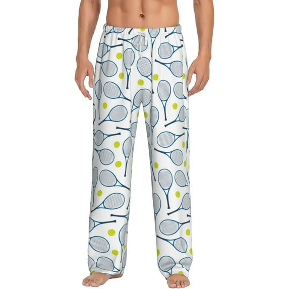 Cauagu Tennis Rackets And Balls Mens Pajama Pants Sleep & Lounge Pants,PJ Bottoms with Pockets-XX-Large