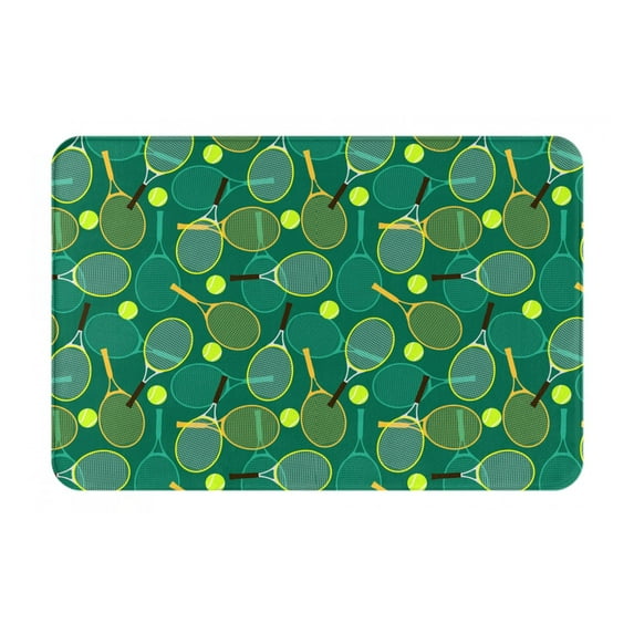 Cauagu Tennis Rackets and Balls Print Front Door Mat for Indoor Entrance 16x24 Inche,Absorbent Doormat Washable Carpet for Bathroom/Garage/Kitchen/Entry/Back