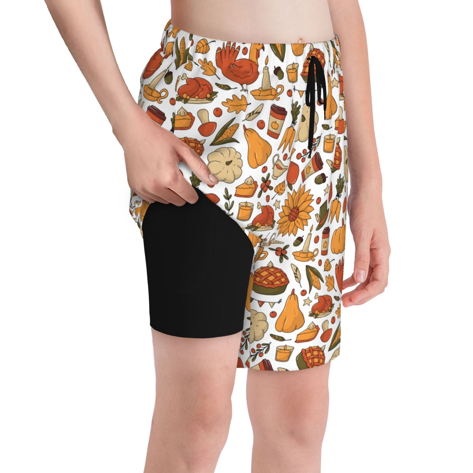 Cauagu Thanksgiving Food Print Swim Trunks for Men,Youth Boys Swim ...