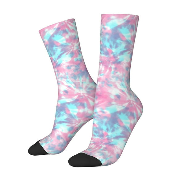 Cauagu Tie Dye Print Crew Socks for Women and Men,Adult Athletic Running Socks 1-Pair Sports Socks Work Gear Socks with Moisture Wicking