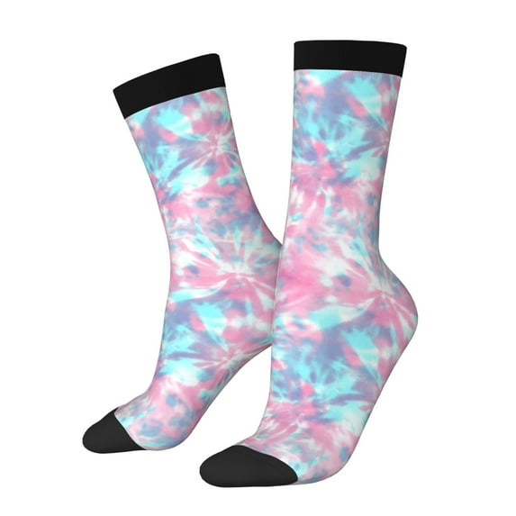 Cauagu Tie Dye Print Crew Socks for Women and Men,Adult Athletic Running Socks 1-Pair Sports Socks Work Gear Socks with Moisture Wicking