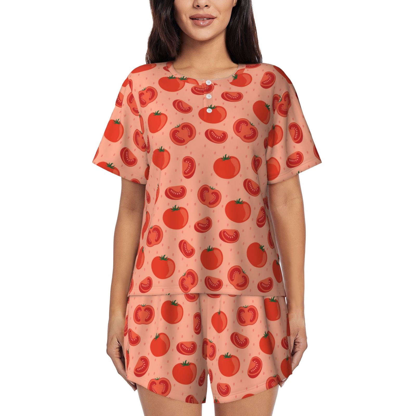 TAOHUADAO Women's Casual Pajama Set - Short Sleeve Top & Capri Pants With Pockets - View #4
