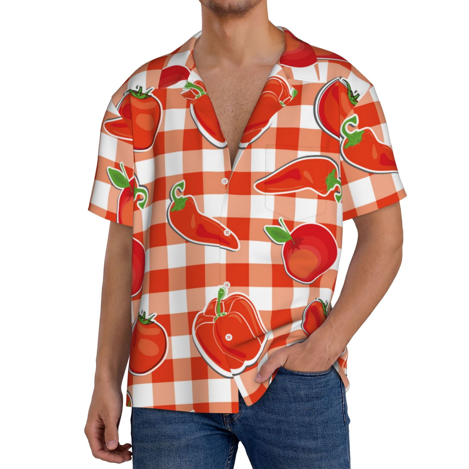 ENLACHIC Men's 3D Printed Fruit Hawaiian Shirt – Short Sleeve, Regular Fit, Button Down Summer Beach Shirt - View #2