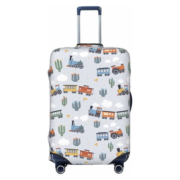 Cauagu Trains And Cactuse Print Travel Luggage Cover,Travel Dust-proof Suitcase Cover Softside Suitcase Protector for 18-32inch,Not Included Suitcase