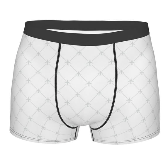 Cauagu Travel Around The World Airplane Print Boxer Briefs for Men,Comfortable Breathable Men's Underwear Moisture Wicking Underpants -Medium