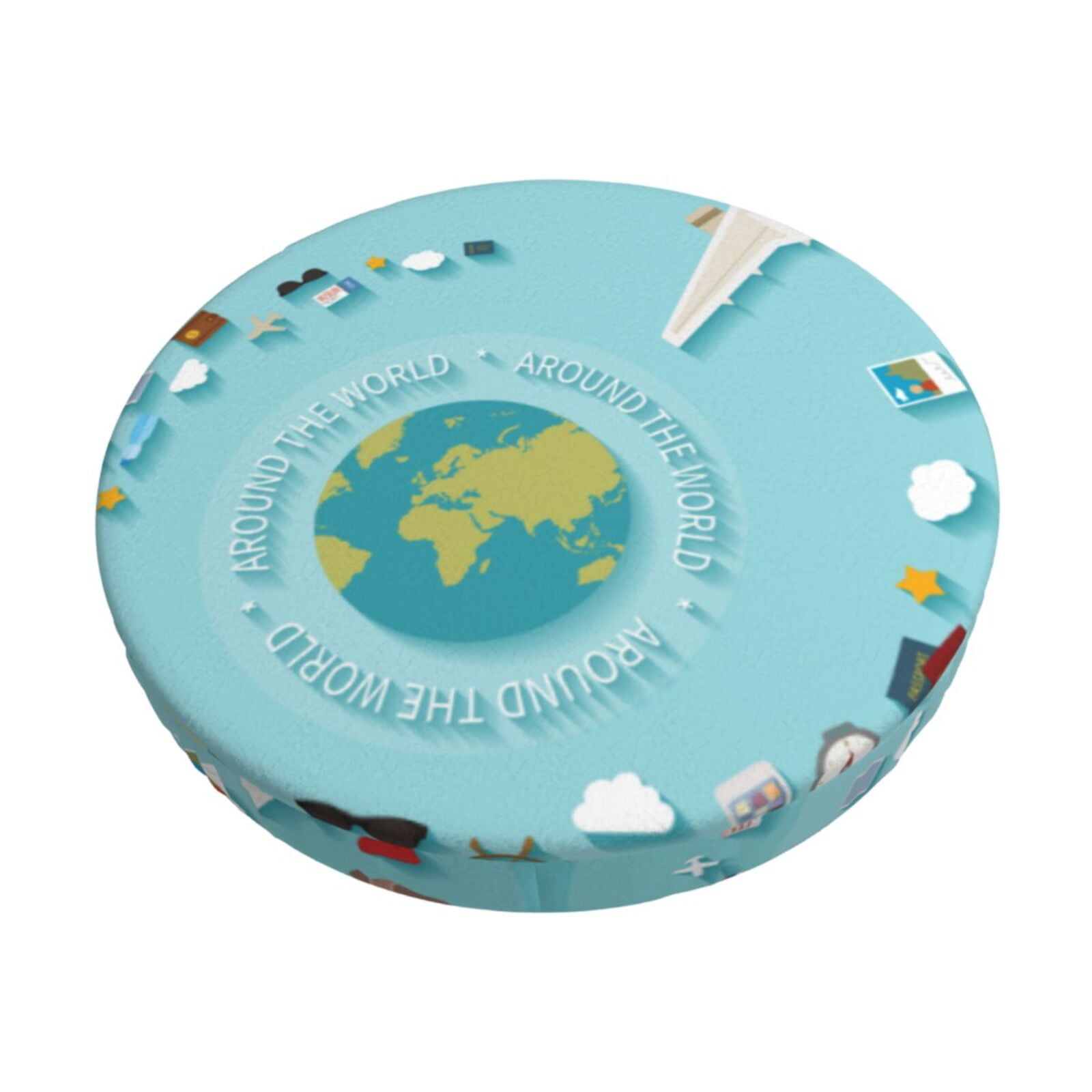 Cauagu Travelling on Airplane Print Round Stool Covers,Seat Cushion for