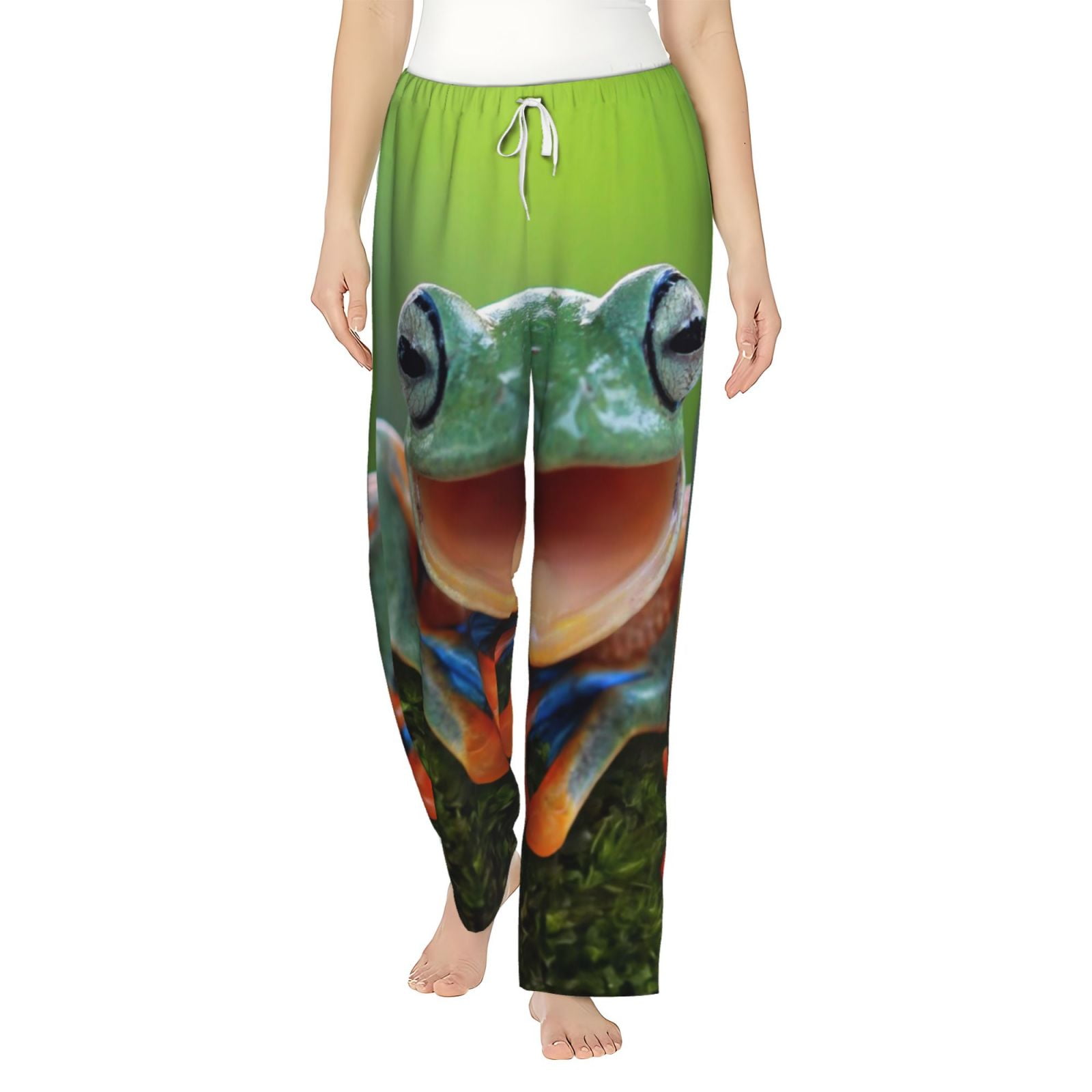 Cauagu Tree Frog Pajama Pants for Women Loose Fit Wide Leg Trouser ...