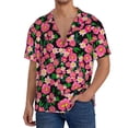 thumbnail image 1 of Cauagu Trendy Floral Men's Short Sleeve Button Down Hawaiian Shirt for Men Bowling Shirts Casual Summer Beach Shirt,Large, 1 of 1