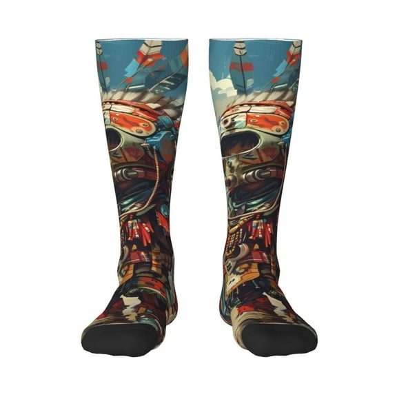 Cauagu Tribal Futuristic Warrior Print Women's Men's Ankle Socks 1-pack Casual Athletic Socks for Unisex Adult Moisture-Wicking Socks for Daily Wear/Running/Sport