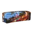 thumbnail image 1 of Cauagu Tropical Beach Candlelight Print Leather Pencil Pen Case - Stationery Bag Portable Stationery Bag Big Capacity Pencil Pouch Cosmetic Organizer Bag for Men & Women, 1 of 7
