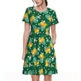 thumbnail image 1 of Cauagu Tropical Fruit Print Summer Dresses for Women 2025 Loose Short Sleeve Casual Sundresses with Pockets, 1 of 6