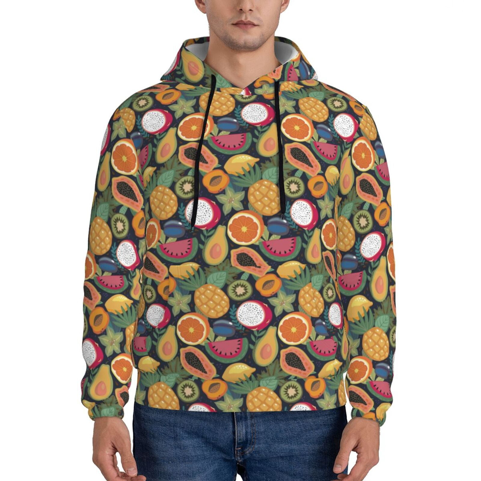 Tropical Fruit Hawaiian Print Men's Zip Up Hoodie