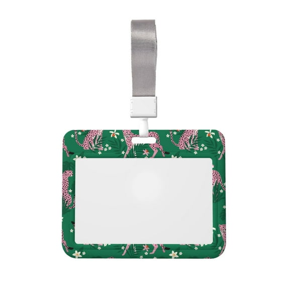 Cauagu Tropical Leopard for ID Badge Holder,Badge Holder with Windows Key Card Work Badge Sleeve for Office/ Factory/ID Credit Cards/Proximity Key Cards