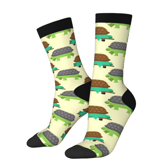Cauagu Turtle On Skateboard Print Crew Socks for Women and Men,Adult Athletic Running Socks 1-Pair Sports Socks Work Gear Socks with Moisture Wicking
